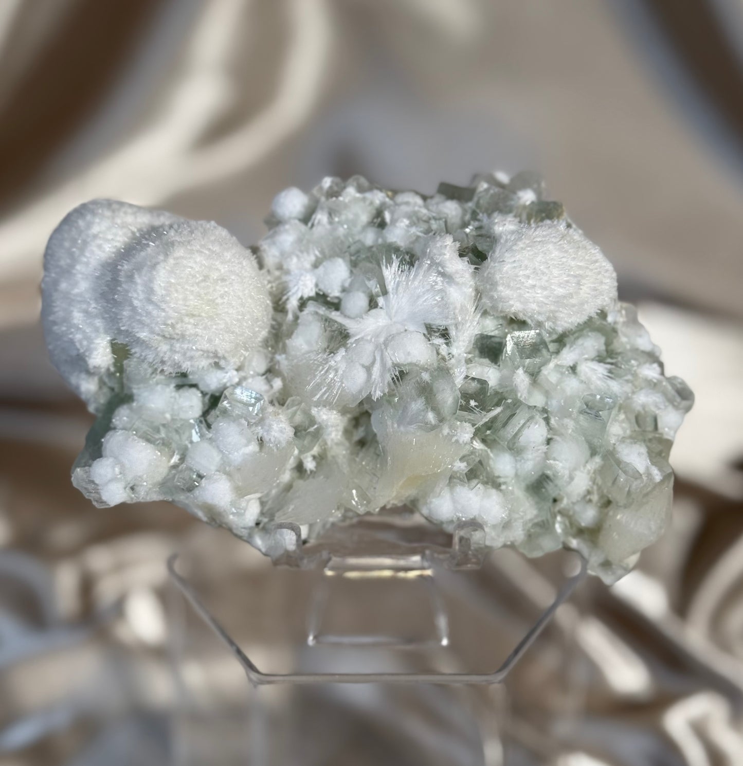 “Sage bloom” Apophyllite with Gyrolite H