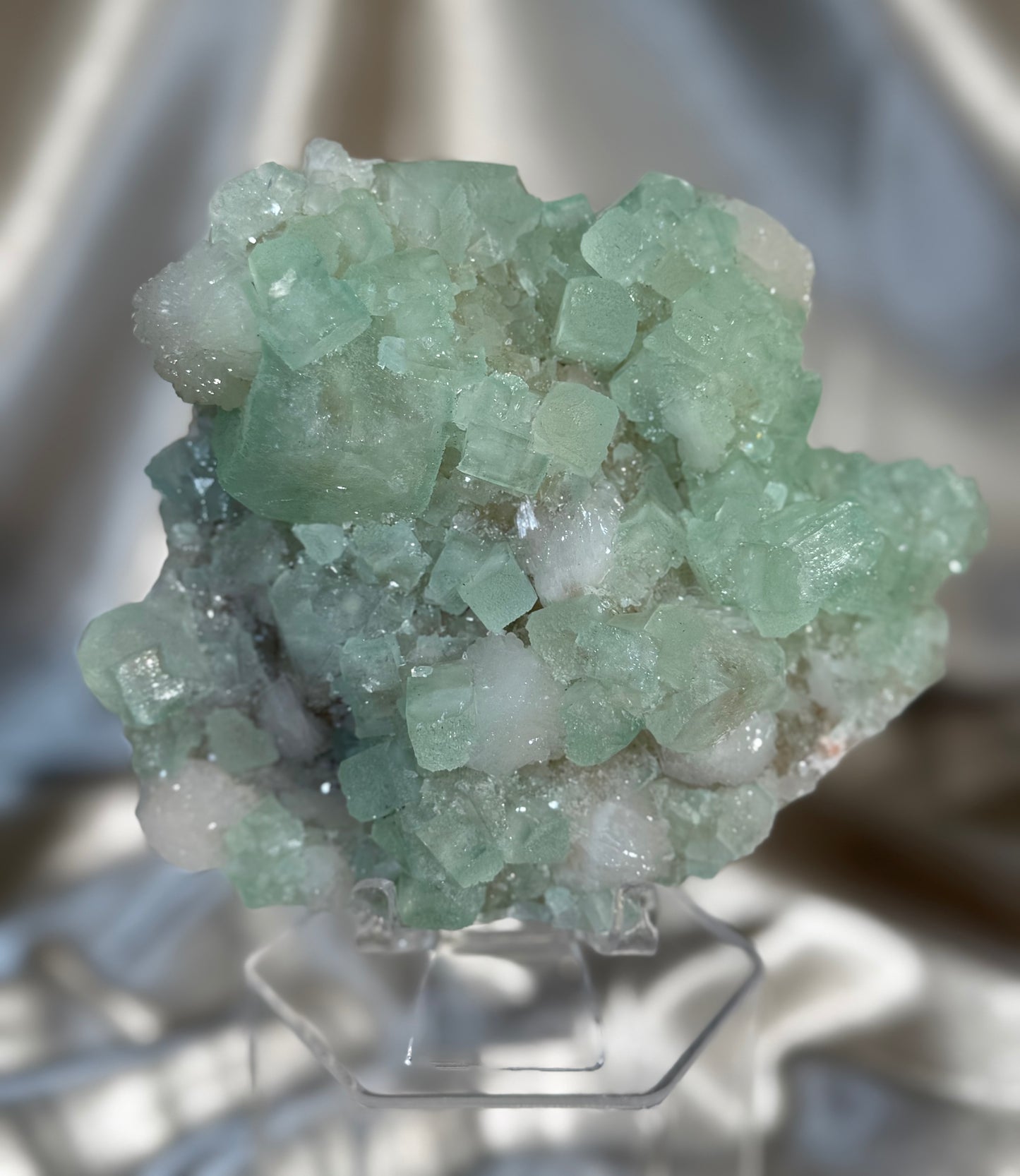 Green Apophyllite with Stilbite H