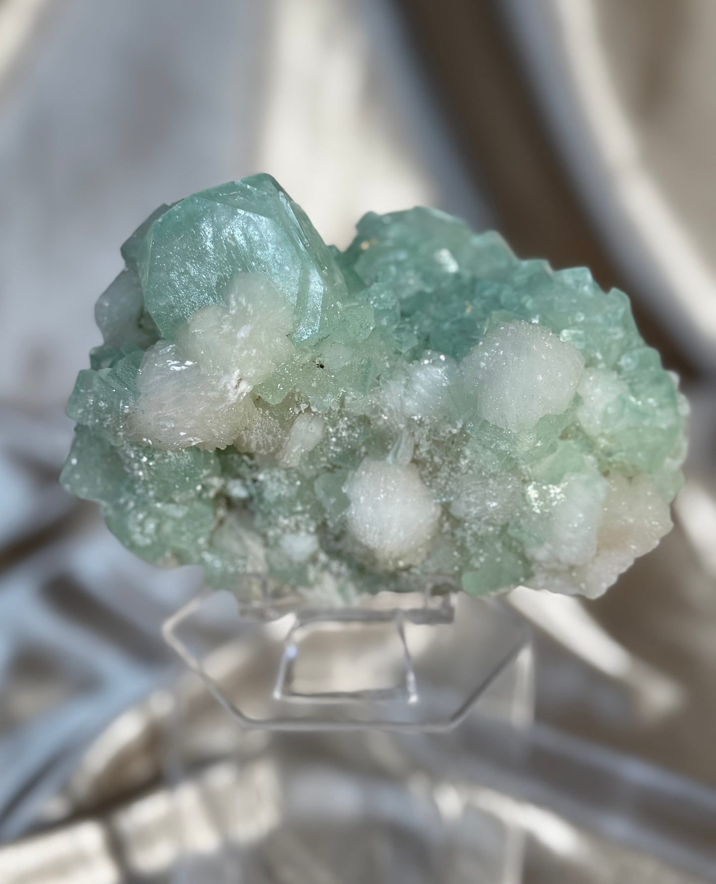 Green Apophyllite with Stilbite C