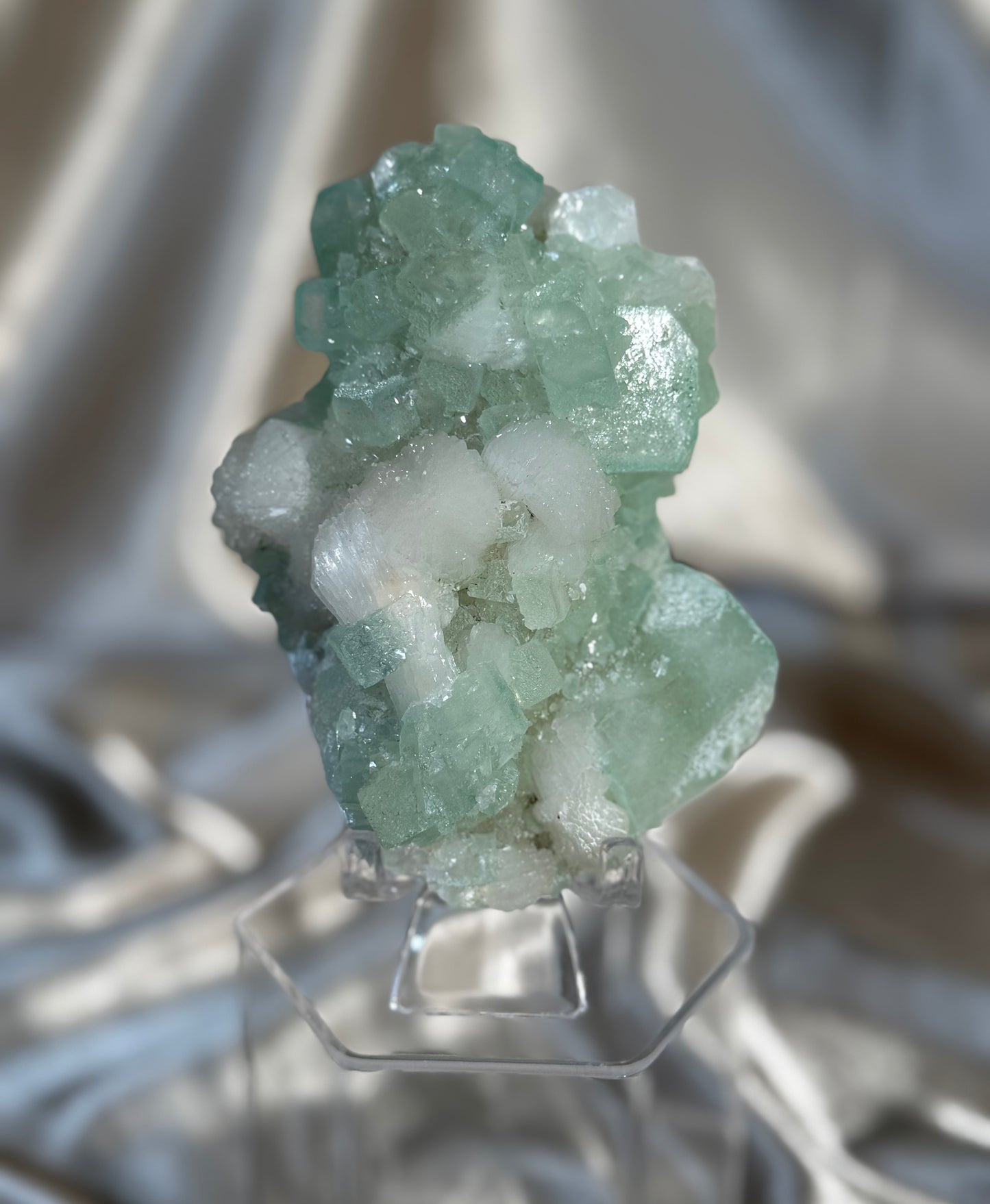 Green Apophyllite with Stilbite D