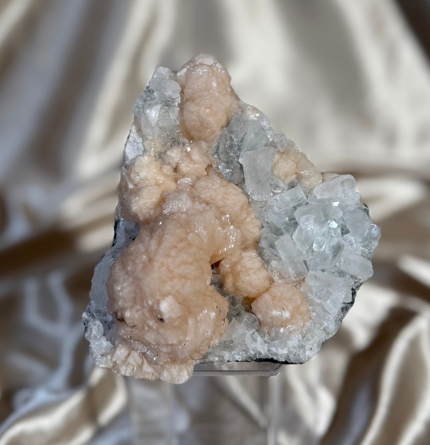 Blue Apophyllite with stilbite A