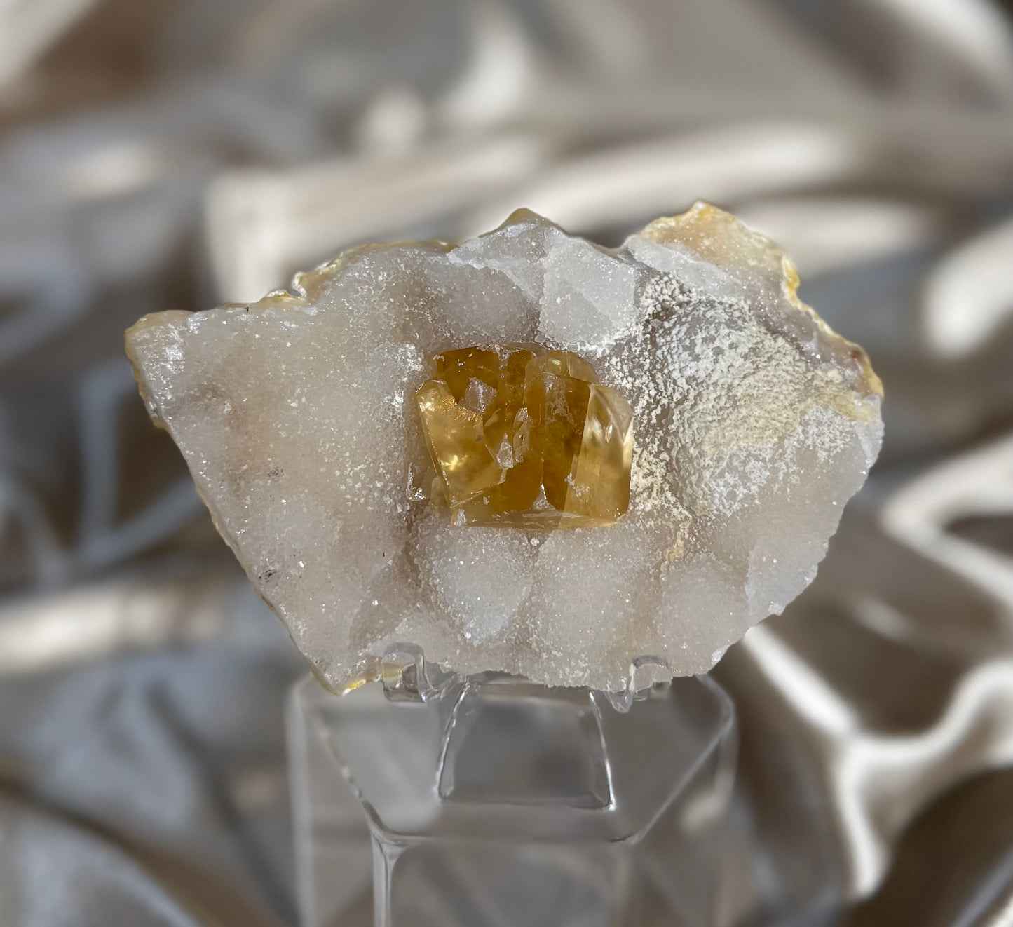 Calcite on Chalcedony