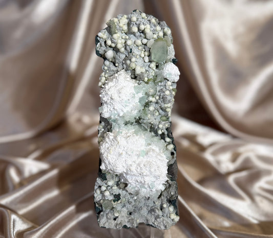 ‘Pistachio Crunch’ Green Apophyllite on Mordenite C