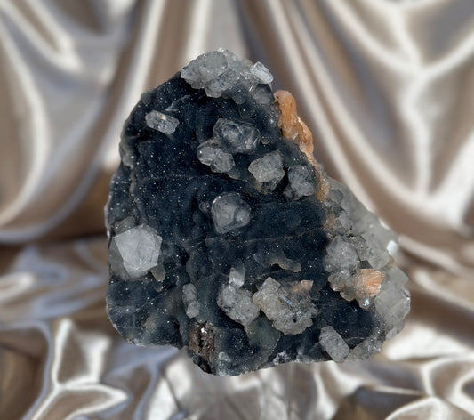 Apophyllite on Blue Chalcedony G