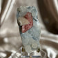 Coated Calcite with Red Heulandite on Quartz
