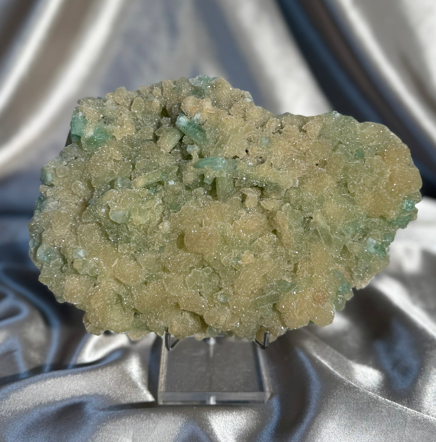 Sugary Stilbite with Green Apophyllite S