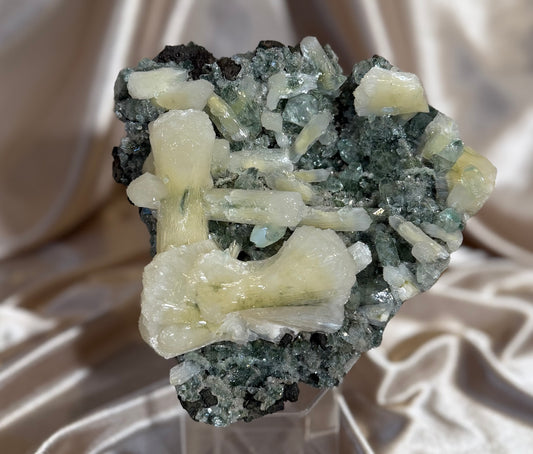 ‘Lemon Blossom’ Green Apophyllite with Yellow Stilbite C