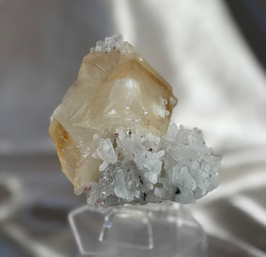 Honey Calcite on Chalcedony Stalactites H