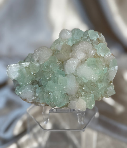 Green Apophyllite with Stilbite F