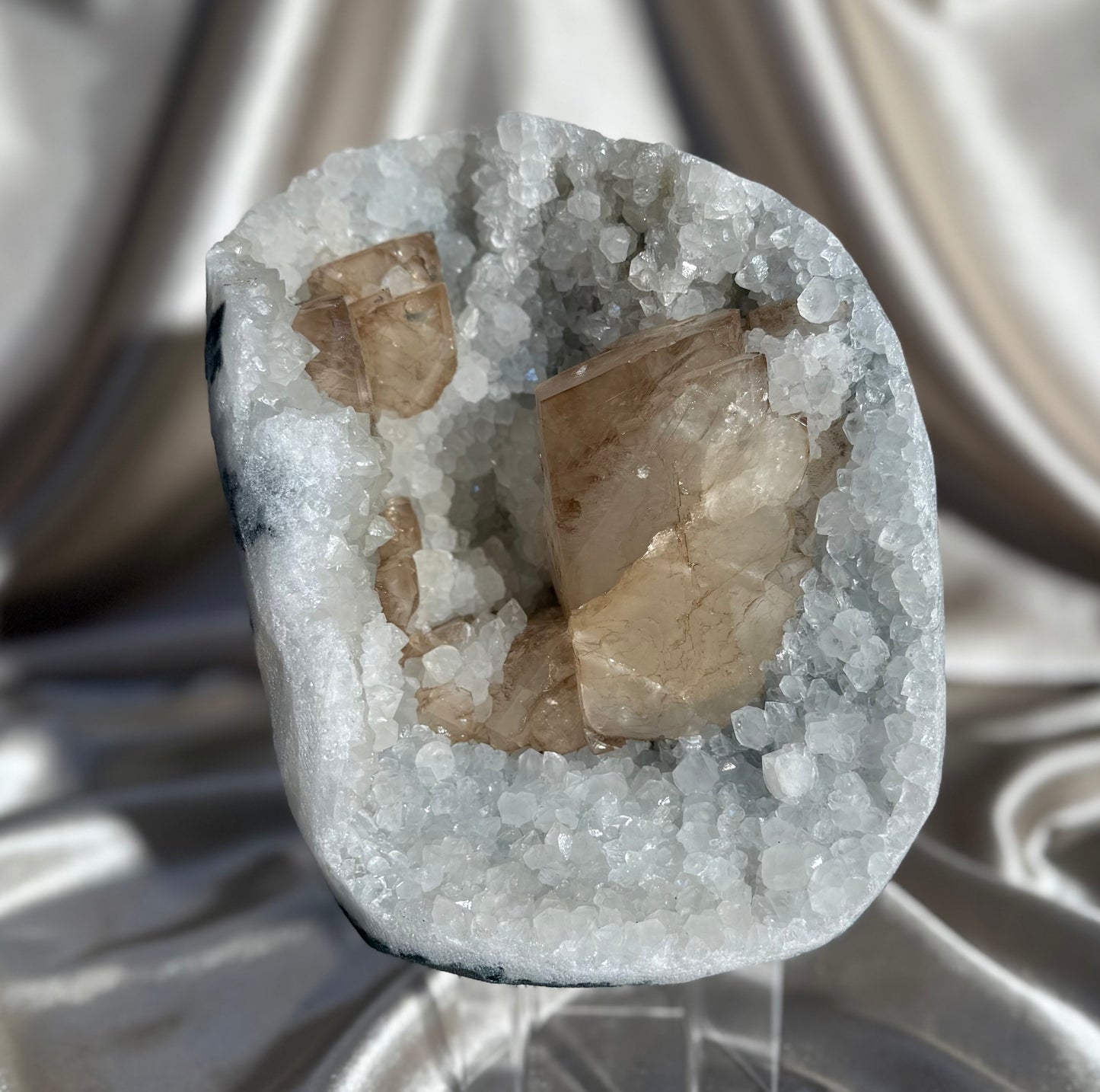 Honey Calcite on Quartz