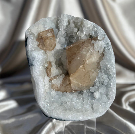 Honey Calcite on Quartz