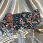 Red Stilbite on Navy Blue Chalcedony A