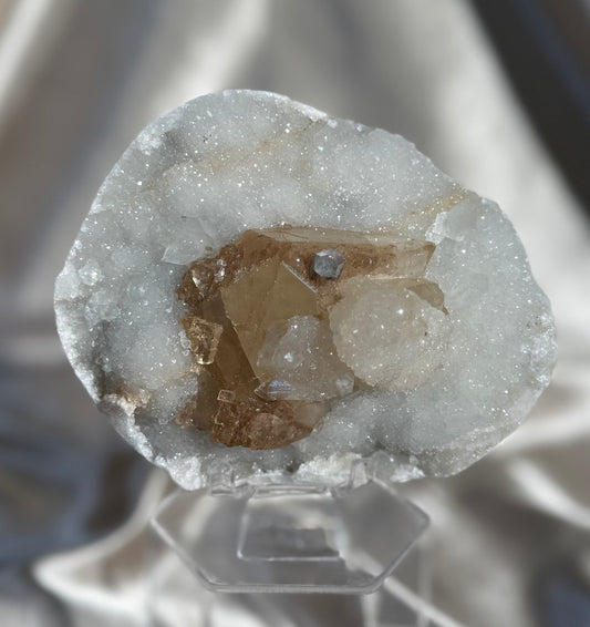 Honey Calcite on Chalcedony K