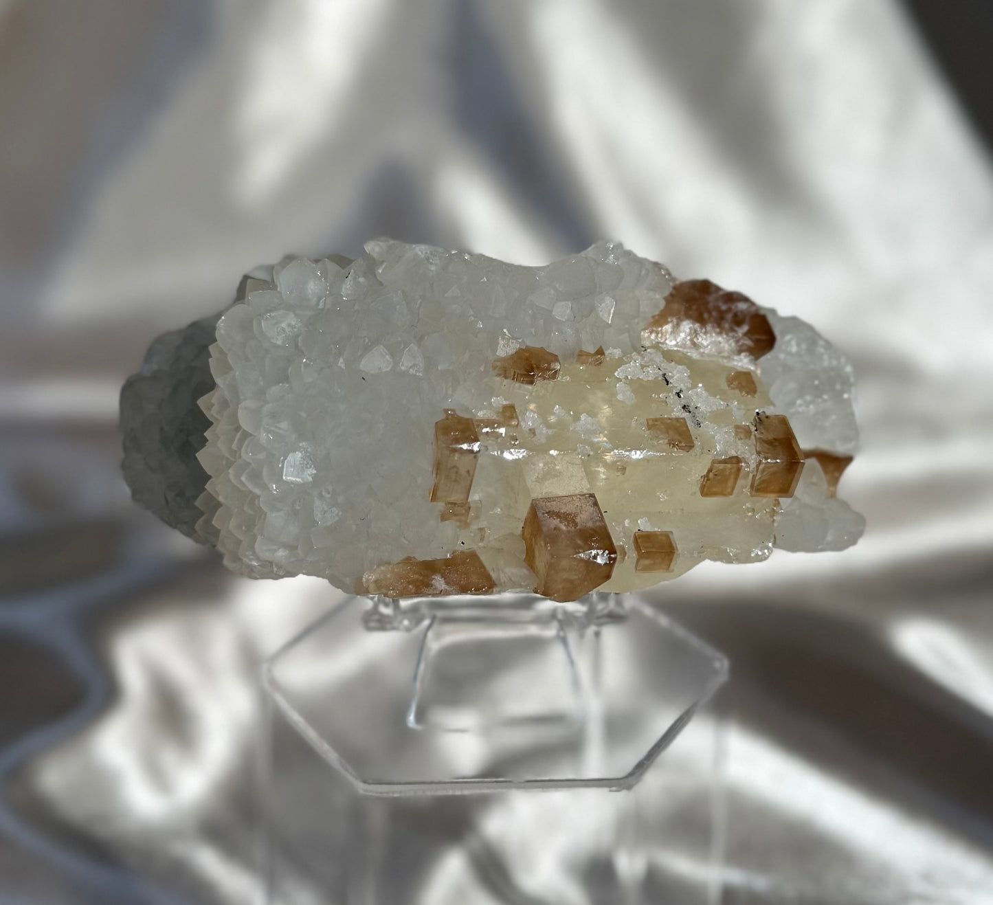 Quartz with Honey Calcite Formations N
