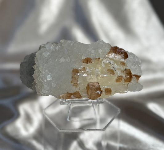 Quartz with Honey Calcite Formations N