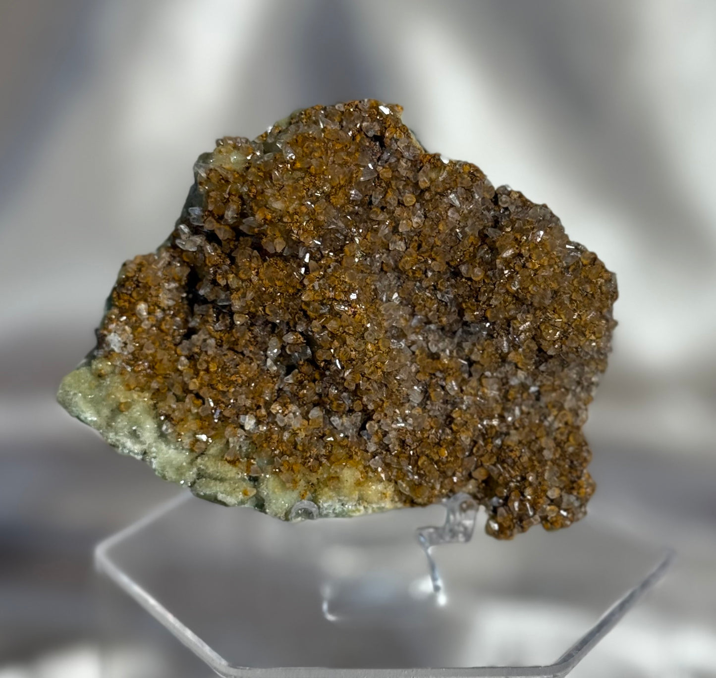 Micro Calcite on Green Chalcedony B