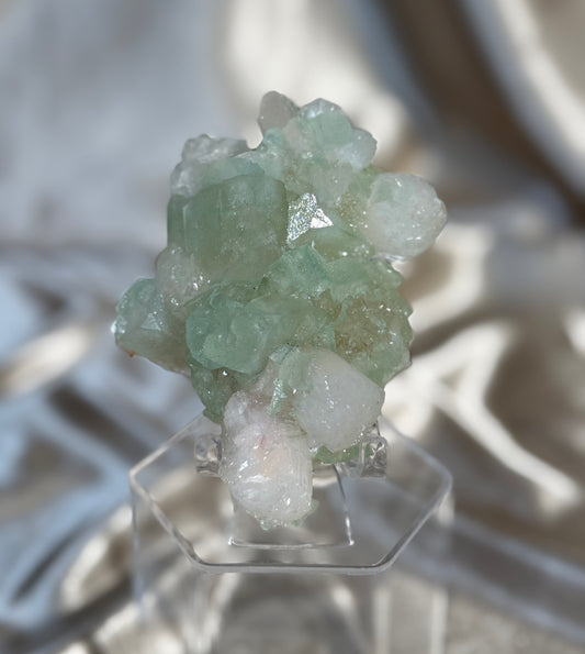 Green Apophyllite with Stilbite A