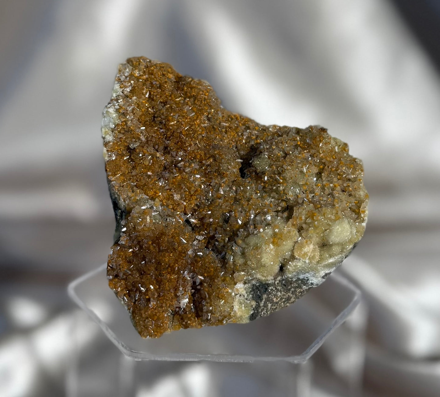 Micro Calcite on Green Chalcedony D