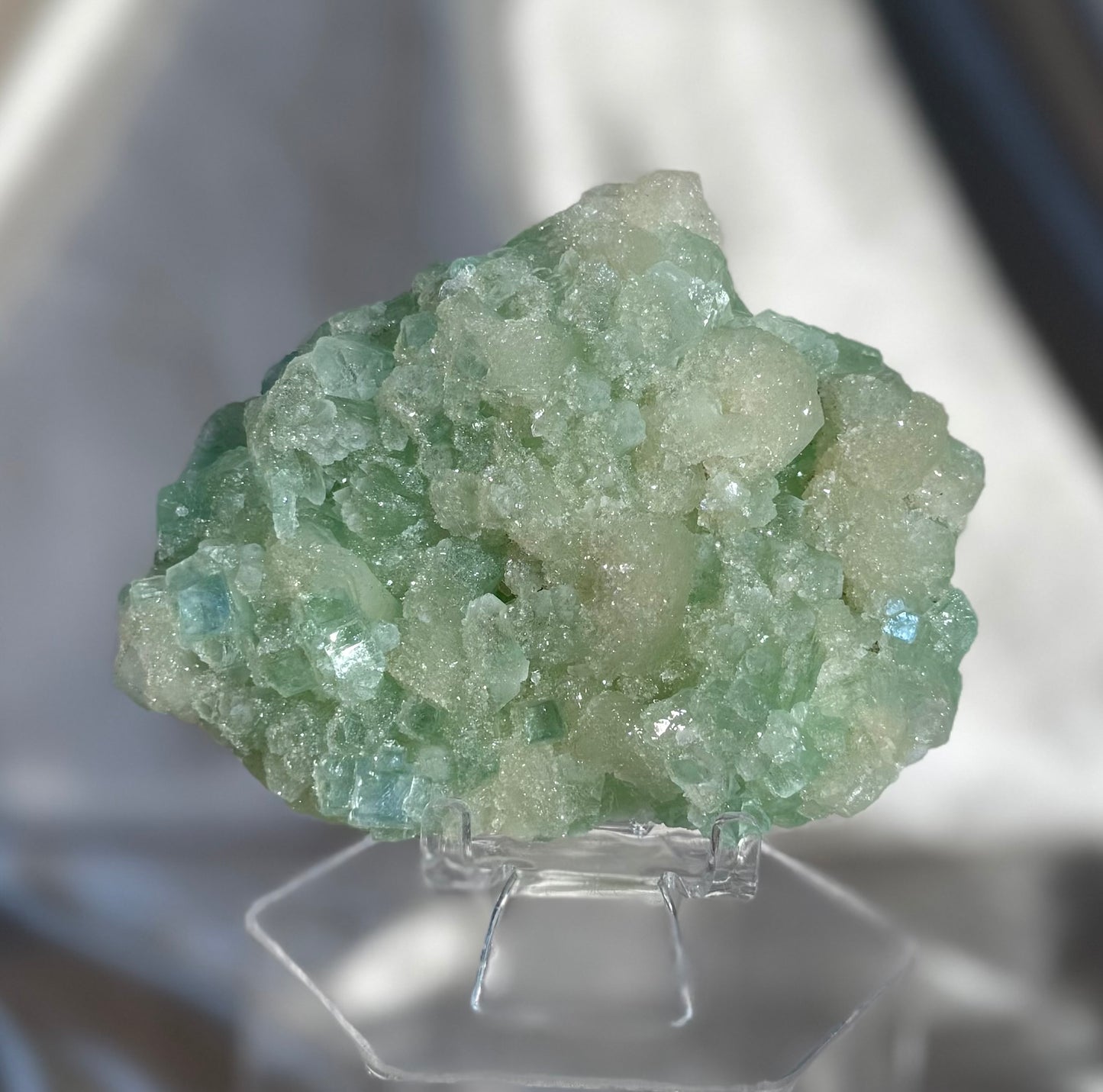 Sugary Stilbite with Green Apophyllite B