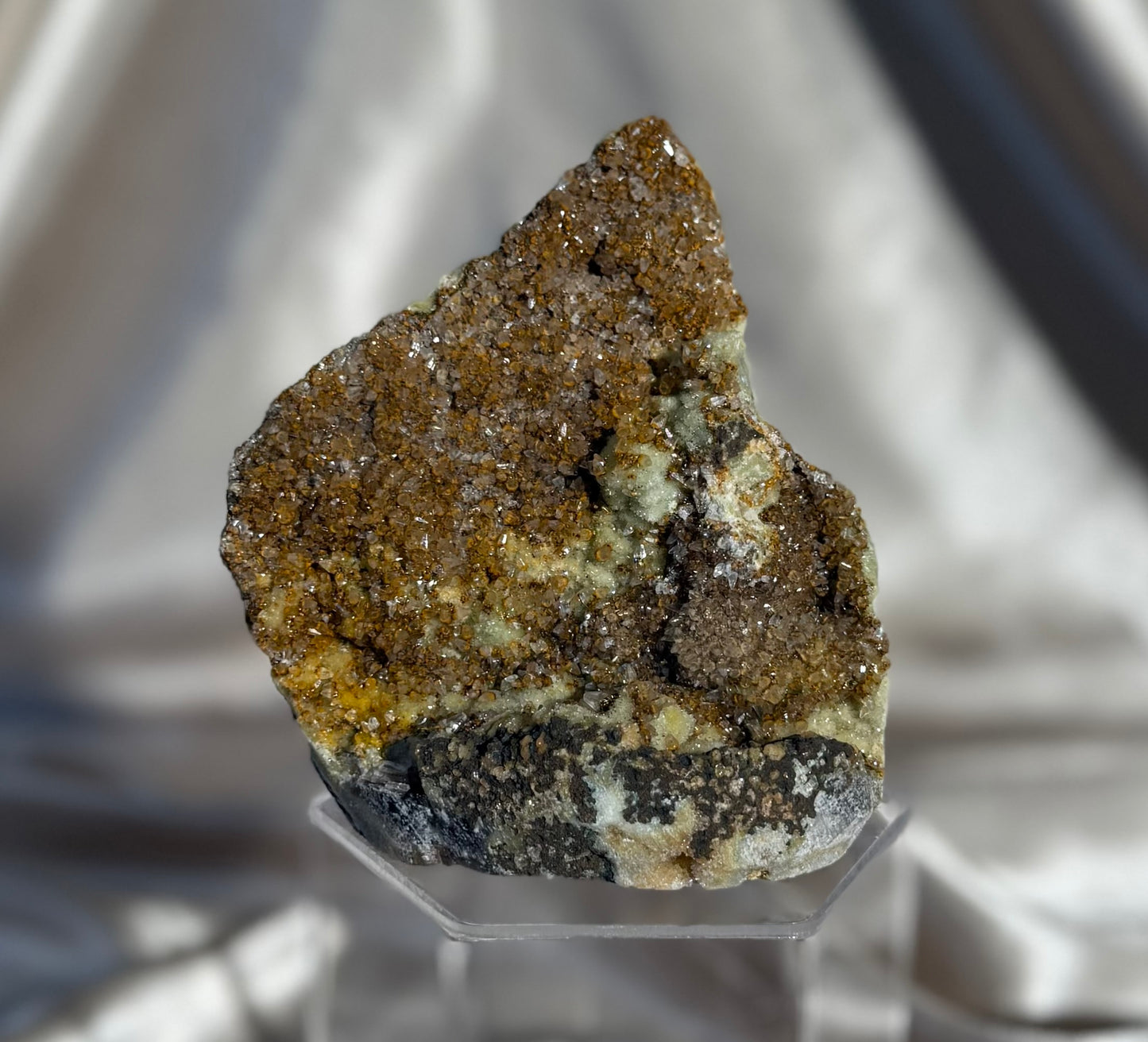 Micro Calcite on Green Chalcedony E