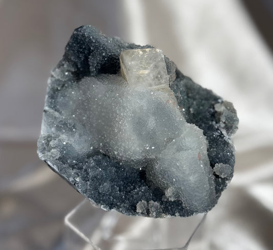 Calcite on Chalcedony Coated Calcite F
