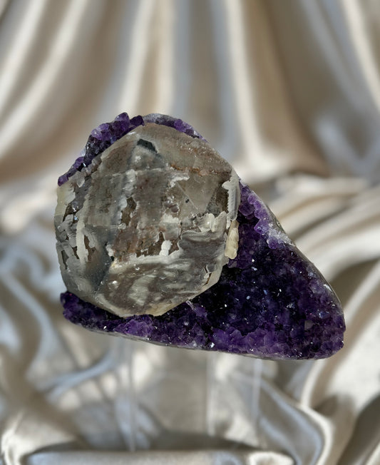 Amethyst with Calcite
