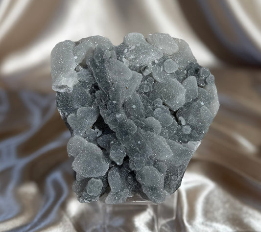 ‘Frosted Pocket’ Black Chalcedony with Coated Calcite R