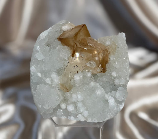 Honey Calcites On White Chalcedony