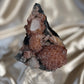 Red Stilbite on Navy Blue Chalcedony B