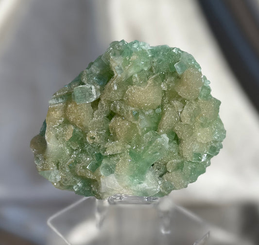 Sugary Stilbite with Green Apophyllite A