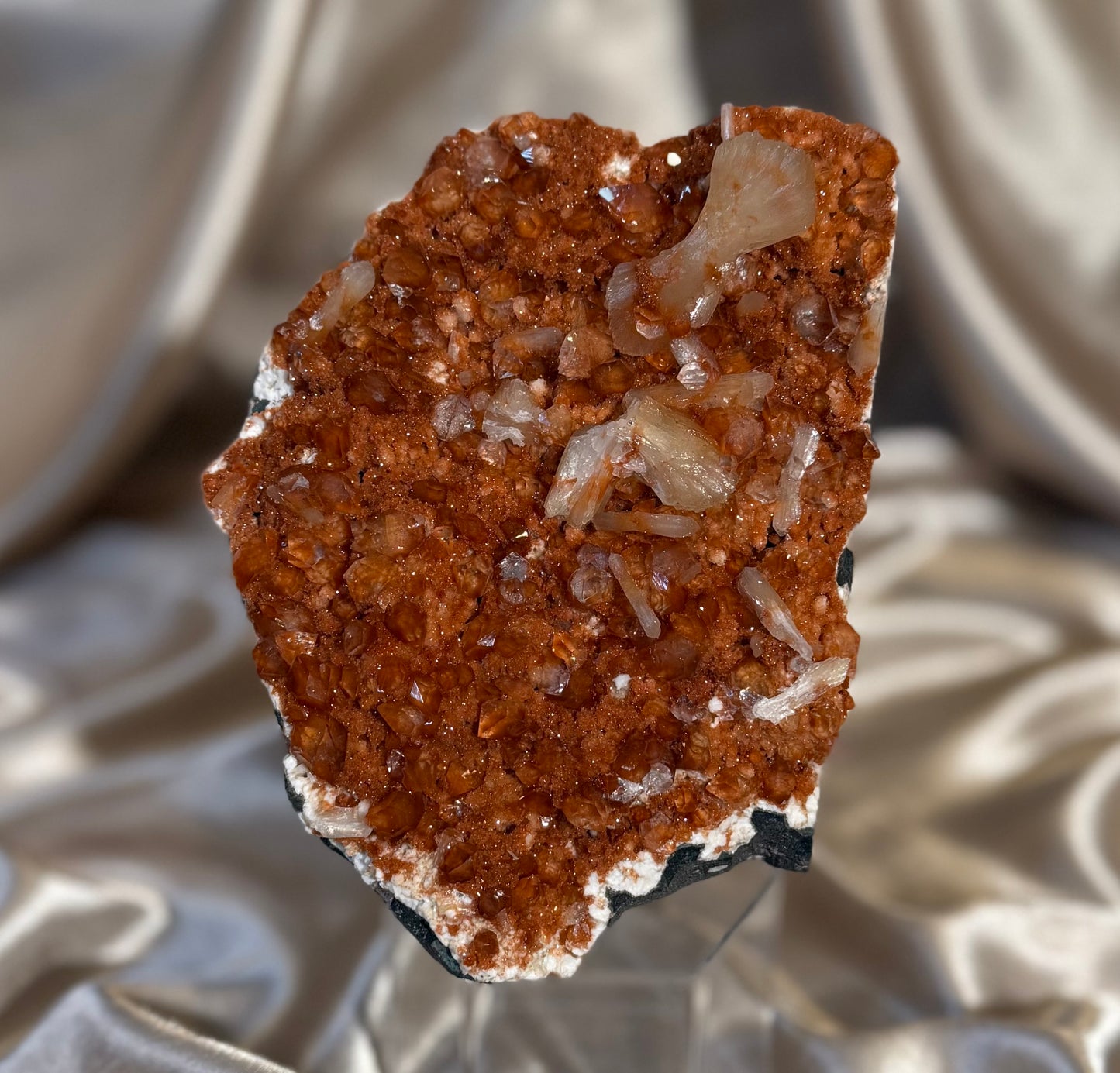 ‘Sun Kissed’ apophyllite over Hematite A