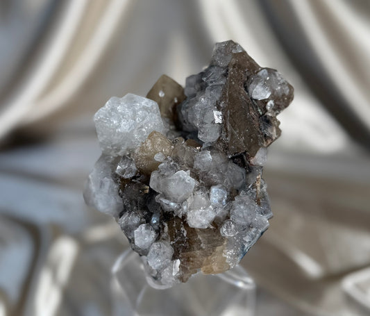 Dark Honey Calcite with Apophyllite