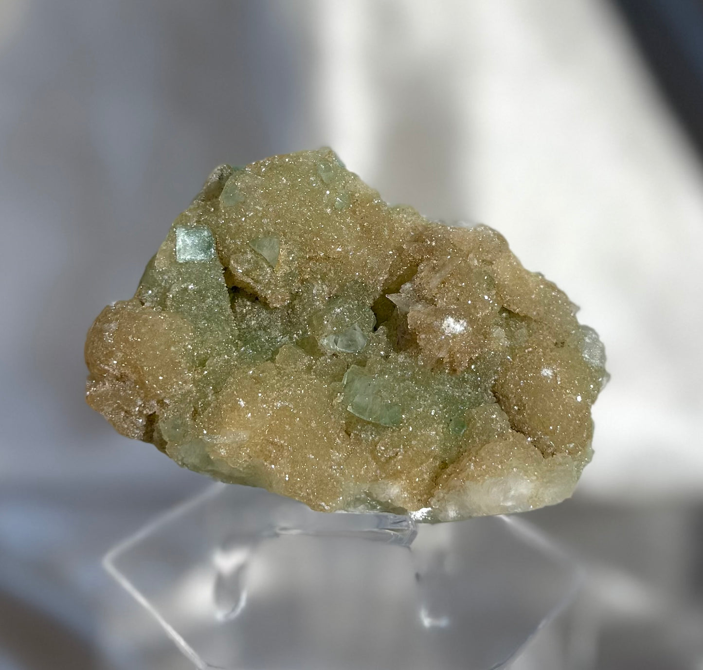 Sugary Stilbite with Green Apophyllite E
