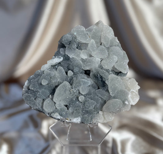 ‘Frosted Pocket’ Black Chalcedony with Coated Calcite S