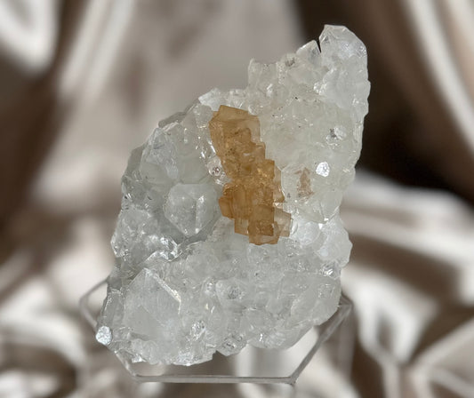 Honey Calcites on Pointed Apophyllite