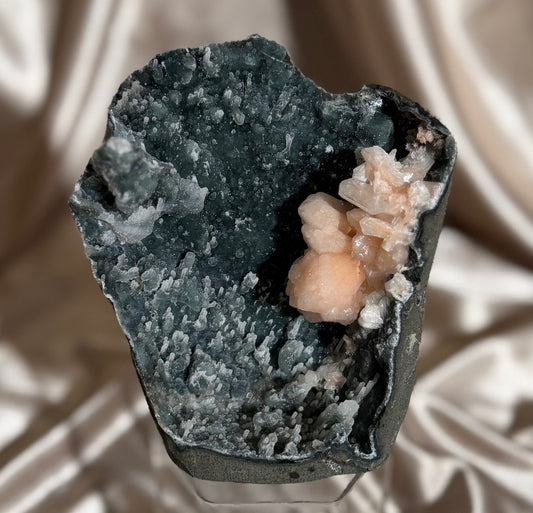 Black Chalcedony with Stilbite