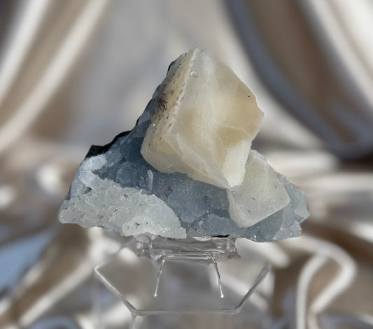 Blue Chalcedony with Coated Calcite