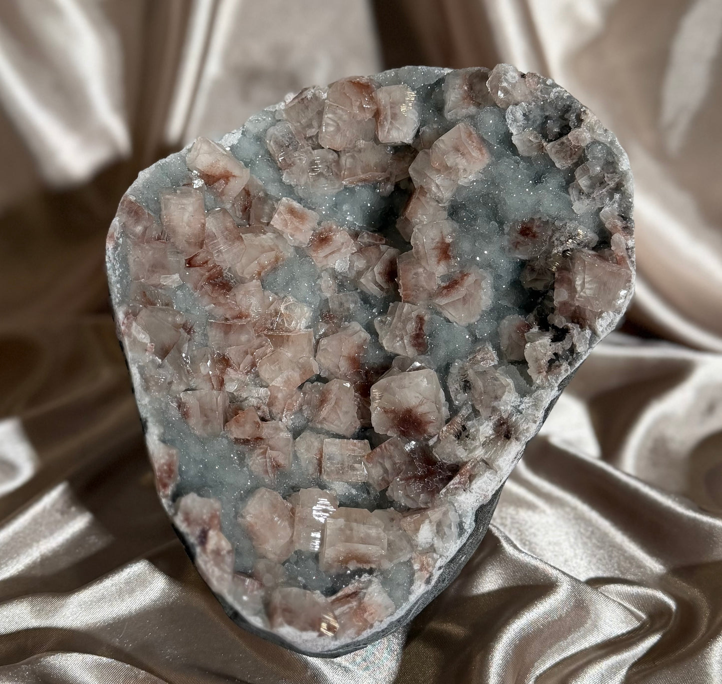 Red Apophyllite on Chalcedony