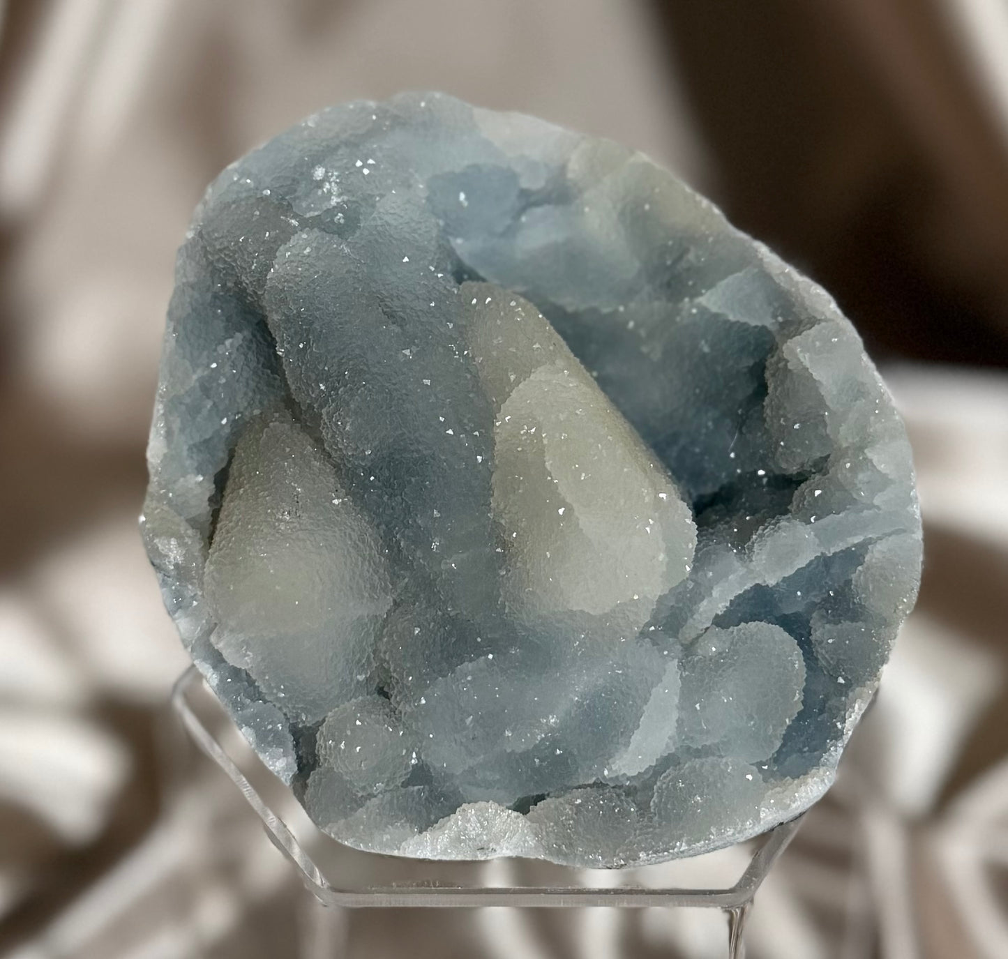 Blue Chalcedony with Coated Calcite
