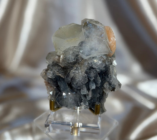 Apophyllite on Blue Chalcedony D