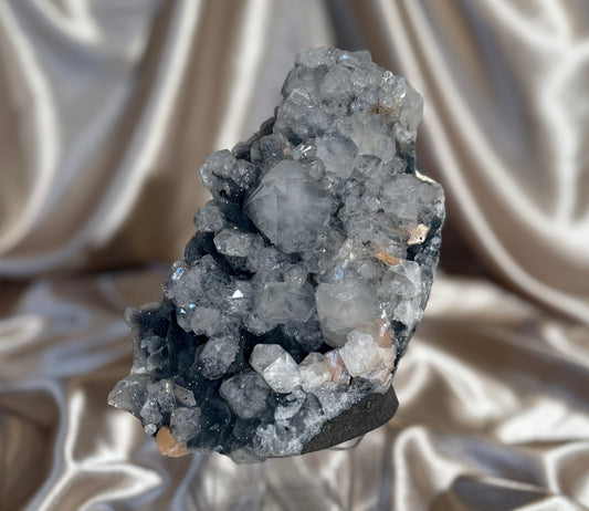 Apophyllite on Blue Chalcedony B