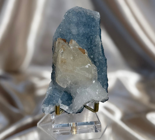 Calcite on Blue Quartz