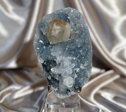 Honey Calcite on Apophyllite