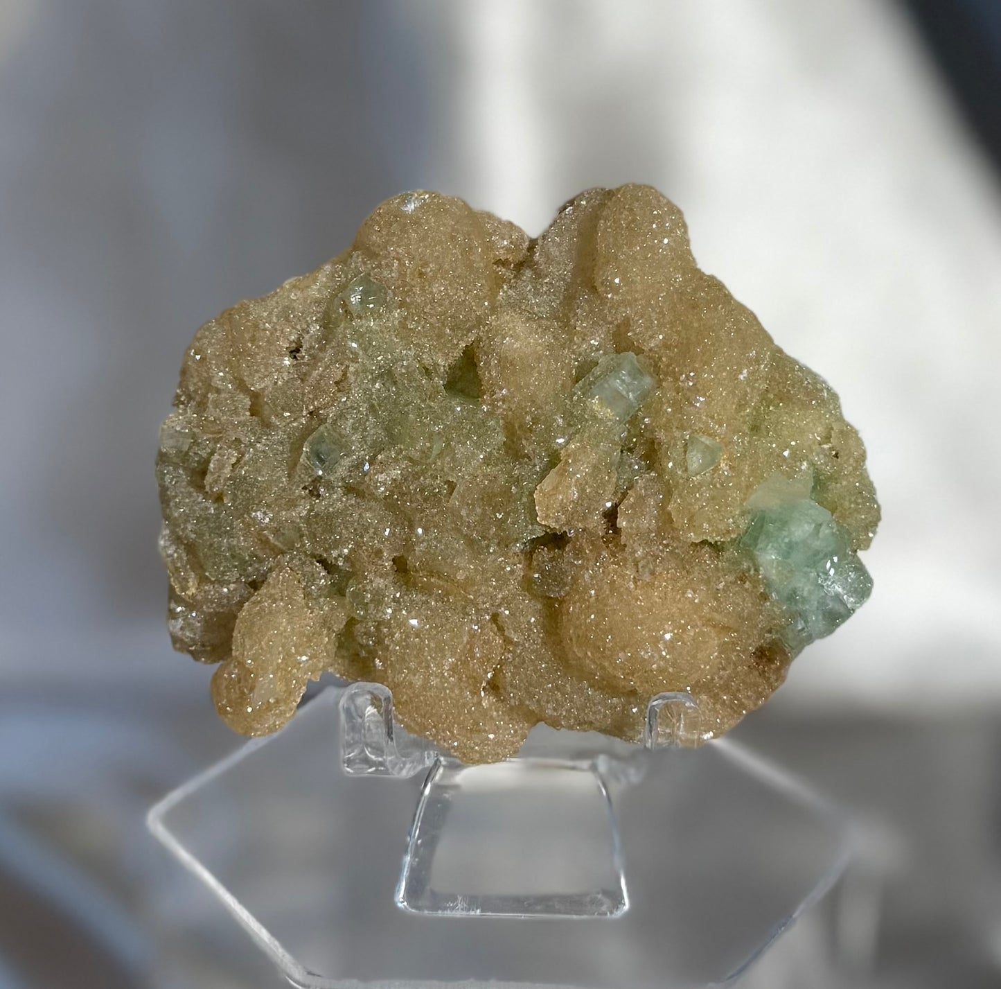 Sugary Stilbite with Green Apophyllite G