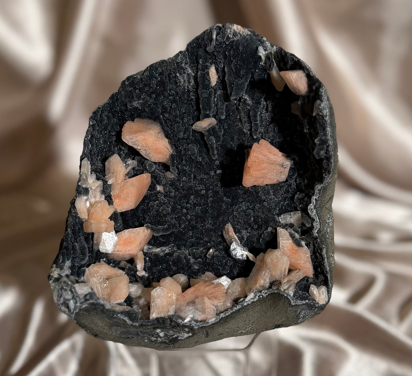 Dark Black Chalcedony with Heulandite A