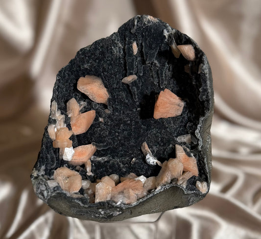 Dark Black Chalcedony with Heulandite A