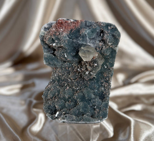 Green Chalcedony with Calcite