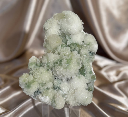 ‘Pistachio Crunch’ Green Apophyllite on Mordenite B