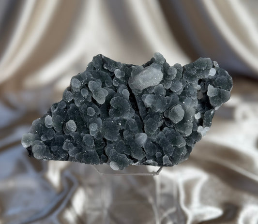 ‘Frosted Pocket’ Black Chalcedony with Coated Calcite T