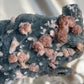 Red Stilbite on Navy Blue Chalcedony A
